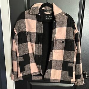 All Saints Black and Pink Plaid Jacket